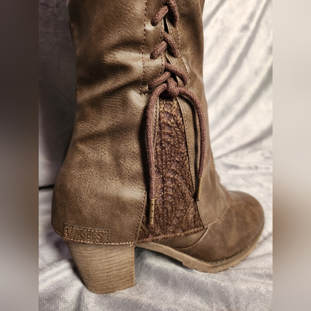 Muk Luks Brown Lace-Up Heeled Boots - Picture 7 of 11